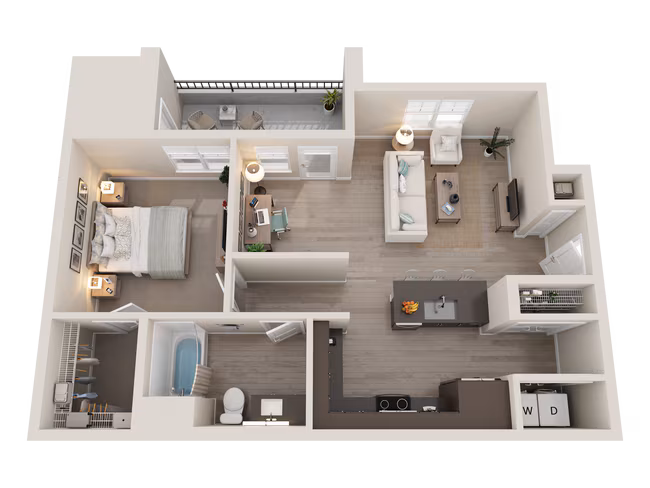 1BD, 1BTH A3 4-308 floor plan